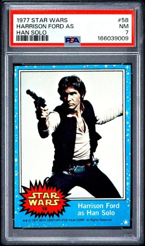 1977 Topps Star Wars Harrison Ford HAN SOLO #58 PSA 7 NM