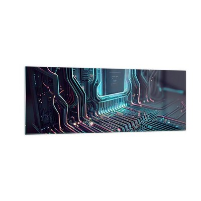 Wandbilder 140x50cm Glasbild Technologie Computer Prozessor XXL Bilder Wanddeko