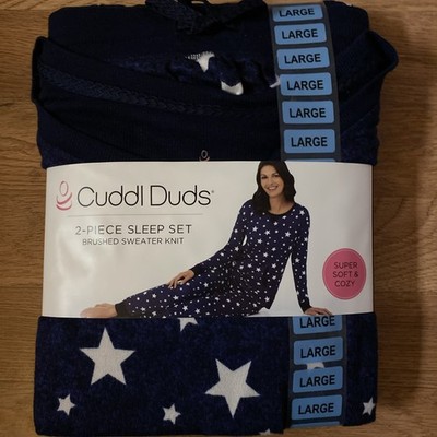 Cuddl Duds Ladies 2 Piece Brushed Sweater Knit Sleep Set.