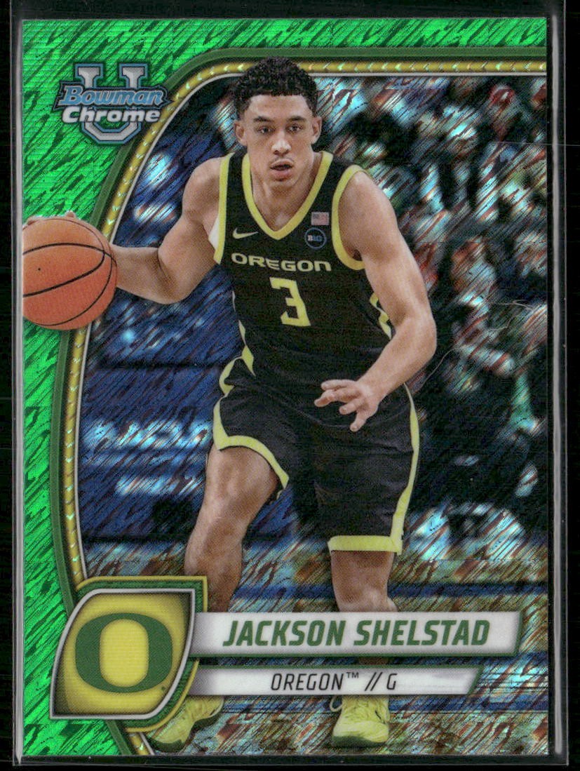 Jackson Shelstad 2024-25 Bowman University Chrome #77 Green Shimmer Refractor