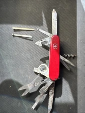 Swiss Army Knife 13 Blade, 2 Broken Blades Includes Tweezers Toothpick, Poor Con