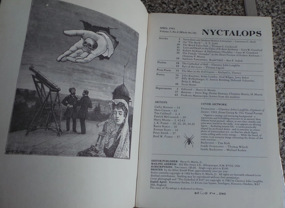 Harry O Morris (Ed) NYCTALOPS No 18 Cthulhu Mythos Robert Aickman Thomas Ligotti - Image 3 of 3