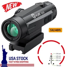 Compact 5X Motion Awake Prism Scope w/ Red Illuminated BDC Reticle & Riser Mount