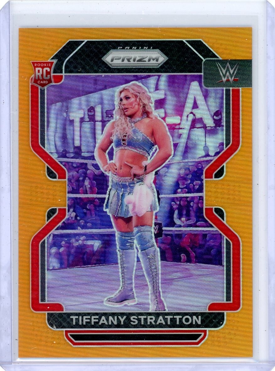 2022 Panini Prizm WWE Tiffany Stratton RC Orange Rookie 55/99