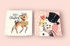 Christmas Pillow COVERS 17.5 x 17.5 Vintage Style Reindeer Snowman NWOT Holidays