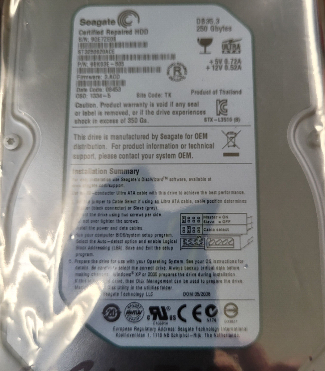 Hitachi hcp725025glat80?250?GB 8?MBキャッシュ7200rpm Pata (IDE) ATA / 133?3.5インチデスクトップハードドライブ???W / Hitachi Cinemastar 7K500 250GB 7.2K 8MB ATA 3.5