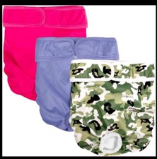 Pack of 3 Female Dog Reusable Diapers Absorbent, Adjustable Washable L2