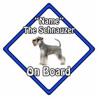 Dog On Board Car Sign - Miniature Schnauzer On Board Blue - Personalised