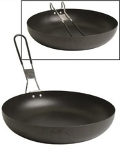 Camping Outdoor Stahl Pfanne Steel mit Klappstiel camping Zelten outdoor Geschir