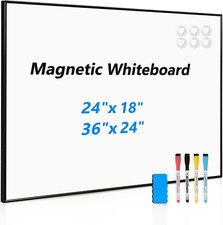 Magnetic Whiteboard, 36"X24" Black Aluminum Frame Dry Erase White Board for Wall