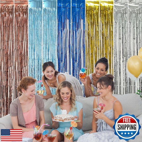 Foil Curtain Backdrop Metallic Tinsel Foil Fringe Curtains Photo Booth Props - Picture 4 of 5