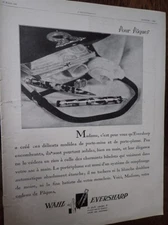 EVERSHARP pen holder + cream FRIMOUSSE D'OR advertising paper ILLUSTRATION 1929