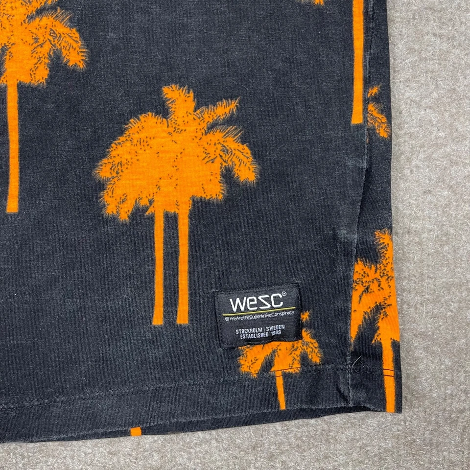 WeSC Мужская рубашка размер M черный короткий рукав ворота пальмы AOP графический футболка - Изображение 2 из 4