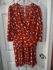 asos Dress Size 10 Brownish/Burnt Orange Multicolor Floral Side Zip