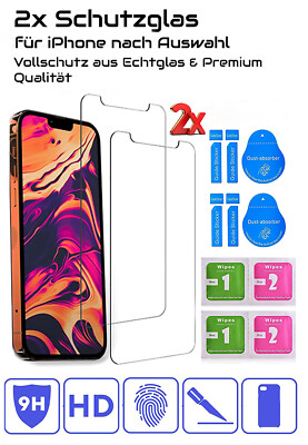 2x Panzerfolie Echtglas iPhone X XR XS MAX 11 PRO MAX Displayglas Hartglas 9H