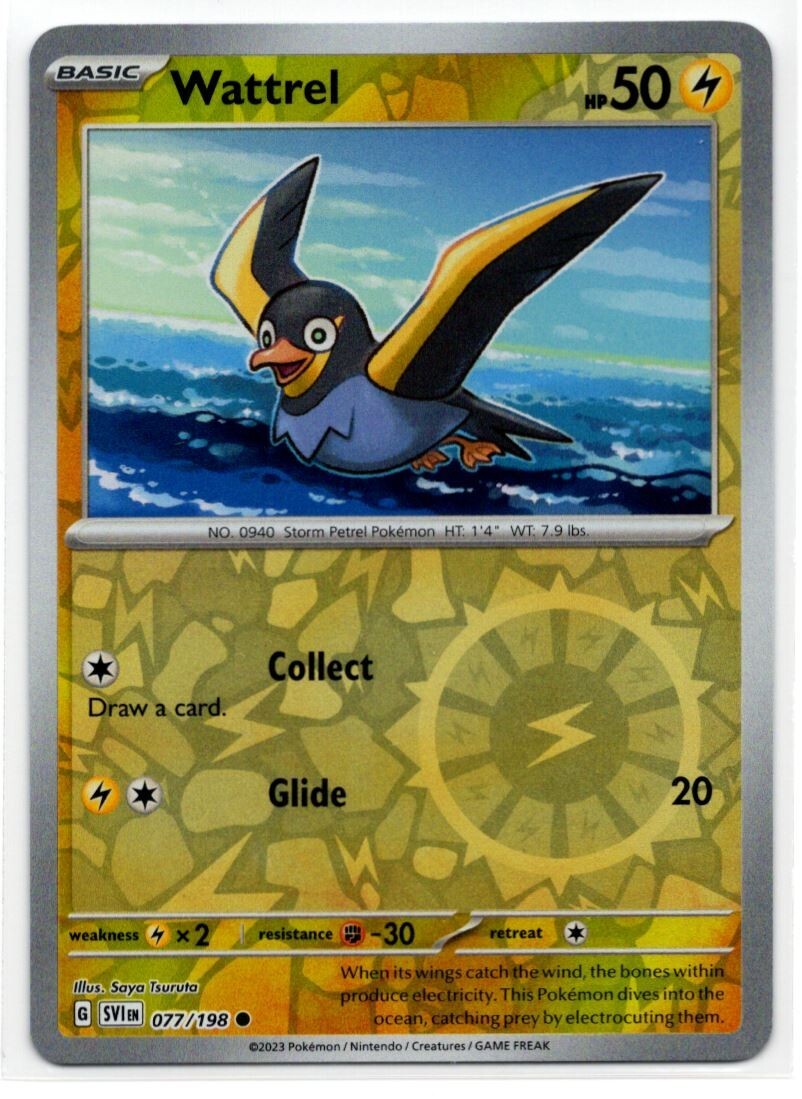 Pokemon Scarlet Violet Base SV1 Reverse Holo 077/198 Wattrel