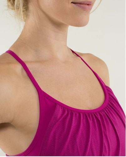 Lululemon No Limits Tank Top Built in Bra Pink Purple Raspberry Racerback 4 EUC - Picture 4 of 11