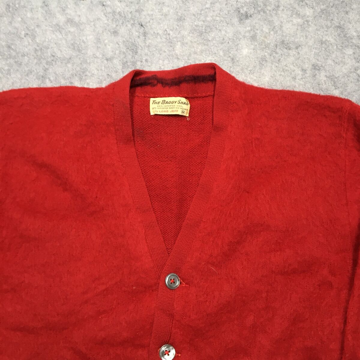 Vintage Lord Jeff The Baggy Shag Cardigan Sweater Mens M Red Vintage Lord Jeff The Baggy Shag Cardigan Sweater Mens M Red