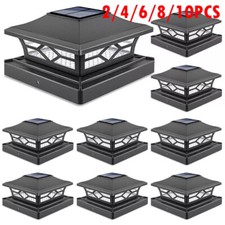 2-10PKS Solar Post Lights Outdoor 2 Modes LED Fence Deck Cap Light for 4X4 6X6