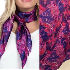 Wyoming Traders Paisley Pomegranate Royal Red Wild Rag Silk Scarf 34x35