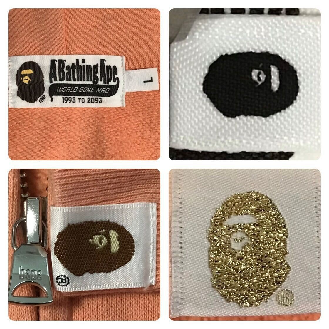 BAPE Shark full zip hoodie salmon a bathing ape PONR Size L | eBay