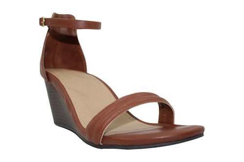 Cake Icing Open Toe Wedge Sandal, Brown 