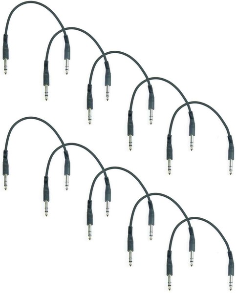 10 X Adam Hall 0,3 M Klinkekabel Patchkabel Sereo Trs Schwarz Klinke Audio Kabel-image