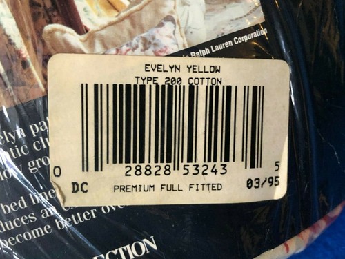 VTG NWT Ralph Lauren One Full Fitted Sheet No-Iron Evelyn Yellow 100% Cotton - Picture 9 of 10