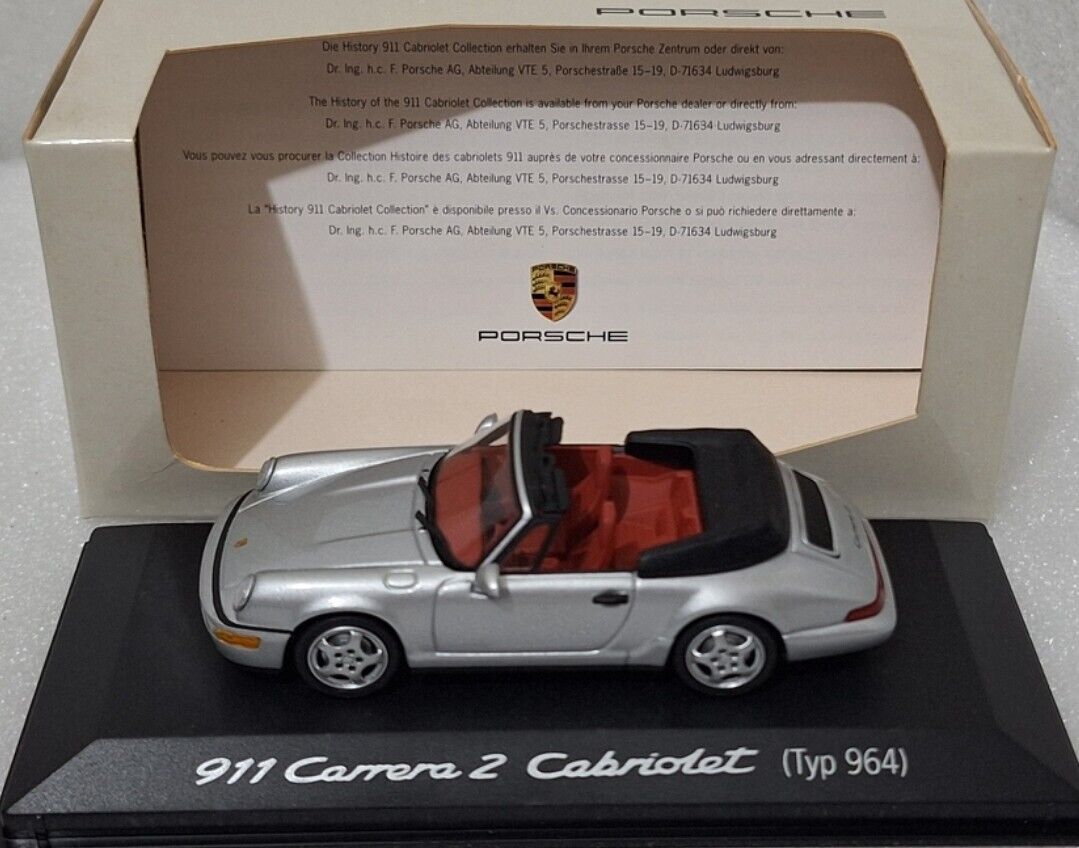 Porsche 911 964 Carrera 2 Cabrio 1990 Silver 1:43 Minichamps Porsche 911 964 Carrera 2 Cabrio 1990 Silver 1:43 Minichamps