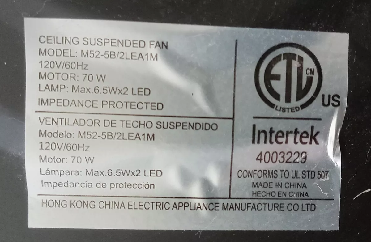 Intertek Ceiling Fan Shelly Lighting