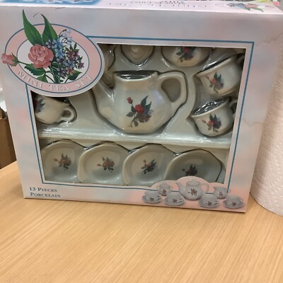 Porcelain Tea Set Mini Pretend Play New in Box 1995