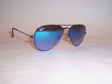NEW RAY BAN AVIATOR Sunglasses 3025 002/4O BLACK/ BLUE MIRROR 55MM AUTHENTIC