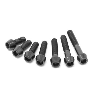 RACETI m6 x 1.0 Titanium Taper Cap Bolt Screw Ti 15 18 20 25 30 35 40 Packs Gr5 Black