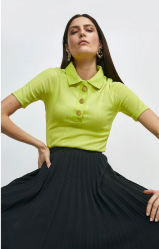 Millen Lime Popper Tshirt Rib Jersey Polo Shirt Top Blouse To 14 NEW | eBay