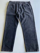 Wrangler Mens Size 38x30 Black Relaxed Fit Striaght Leg Denim Jeans Cotton