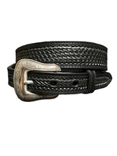 Men’s Business Black Hand Tooled Belt 1-1/4" Wide to 1" Belts  Handtooled