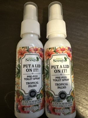 4 New Great Scents Put A Lid On It Pre Poo Toilet Spray Tropical Palms 1.85 Oz