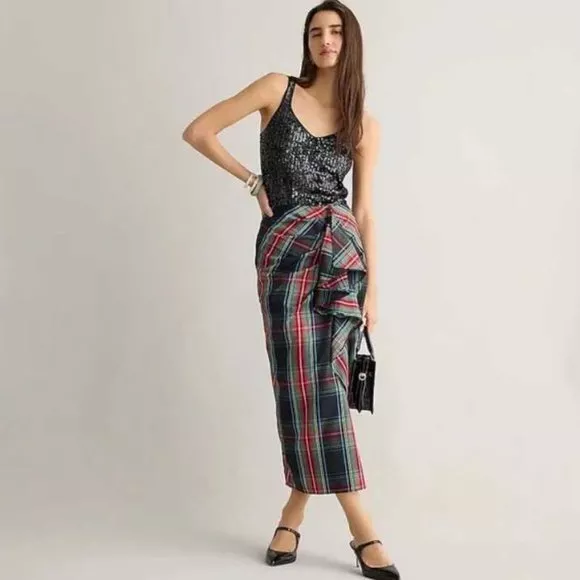 J crew hotsell plaid maxi skirt