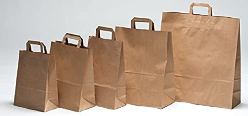 MyBrownBoxes 250 pcs Brown Kraft Paper Bags 10" x 5" x 13",Handled, Shopping Bag - Zdjęcie 2 z 2