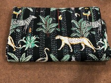 Indian Handmade Cotton Kantha Quilt Hand Block Print King Size Bedspread Blanket
