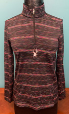 Spyder Girl's Multicolor Striped 1/4 Zip Stretch Pullover - Youth Size Large