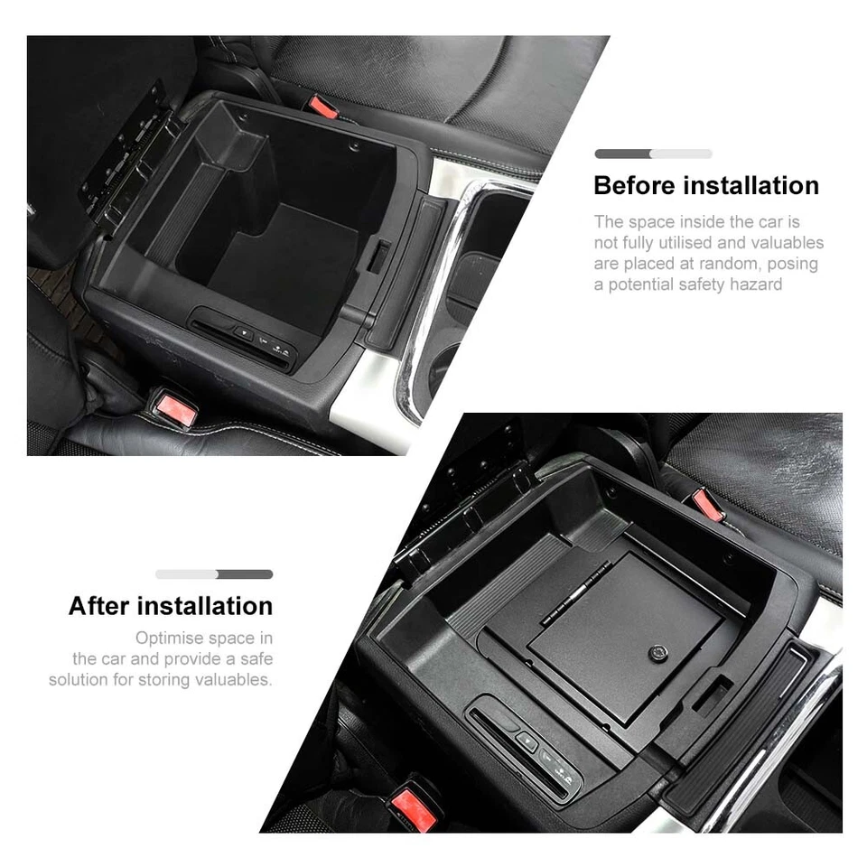Center Console Organizer Gun Safe Storage Key Lock For Dodge Ram 1500 2009-2018 - Imagem 2 de 4