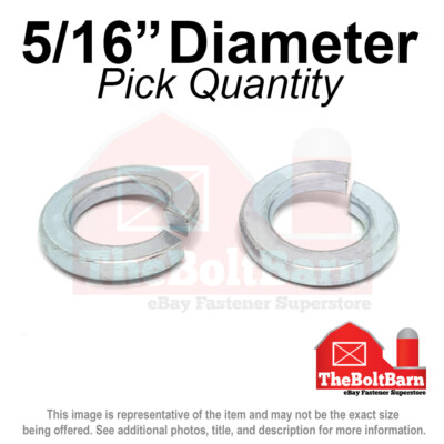 5/16'' Medium Split Ring Lock Washers Medium Carbon Steel Zinc (Pick Quantity)