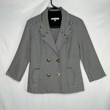 Cabi Life Jacket Navy White Striped Nautical Blazer Double Breasted Preppy SzS