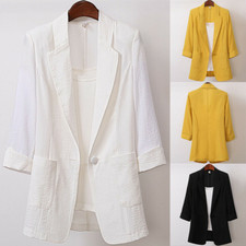Women's Casual Blazer Suits Jacket Ladies Loose Button Up Lapel Coat Outerwear