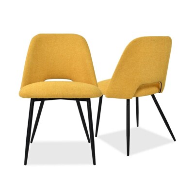 Edwin Yellow Upholstered Side Chair(Set of 2) by Elevens