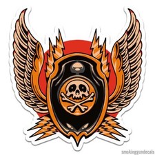 Wing Skull Crossbones, Vinyl Decal Sticker, Indoor Outdoor, 3 Sizes, 12664
