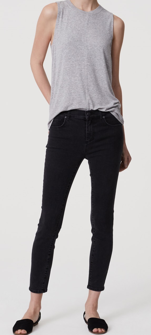 ALTRA Ann Taylor LOFT Crop Denim Leggings Pants in Washed Black Wash Size 24 00 29 8