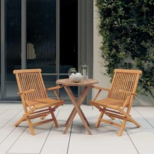 3 Piece Garden Dining Set Solid Wood Teak