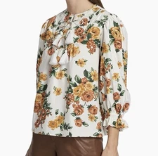 Mille Resort & Travel Sz S 100% Cotton Guilia Antique Rose Floral Blouse Top